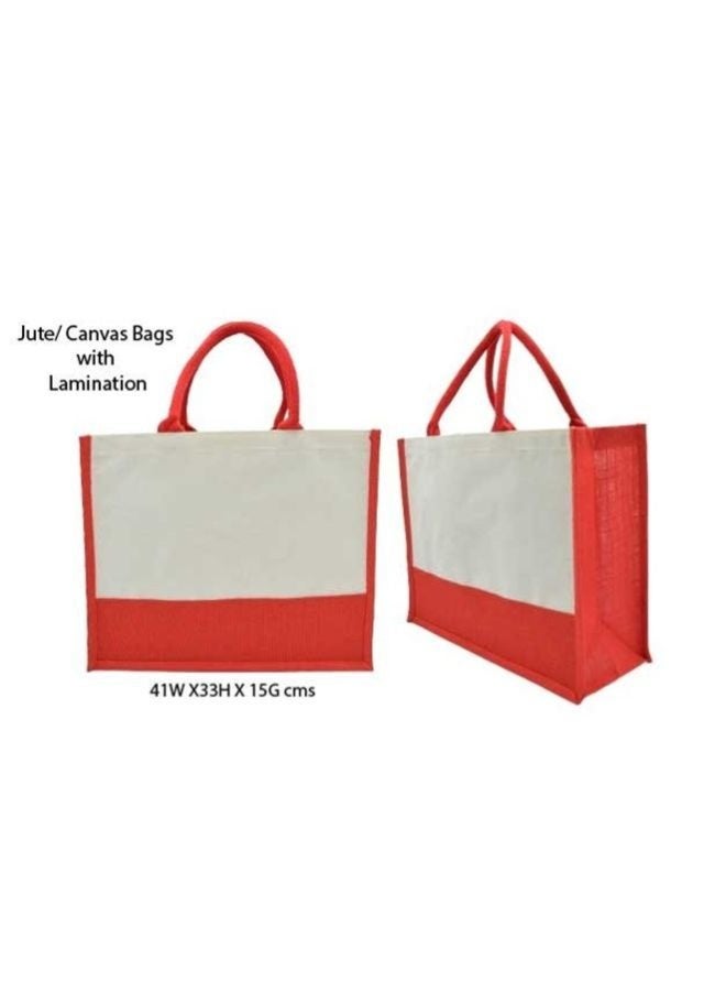 Fatio Set of 10 Jute Bags with Cream Canvas – Eco-Friendly Reusable Tote Bags - Image 3